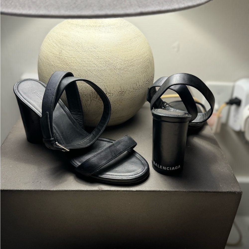 Balenciaga ankle wrap heels sandals